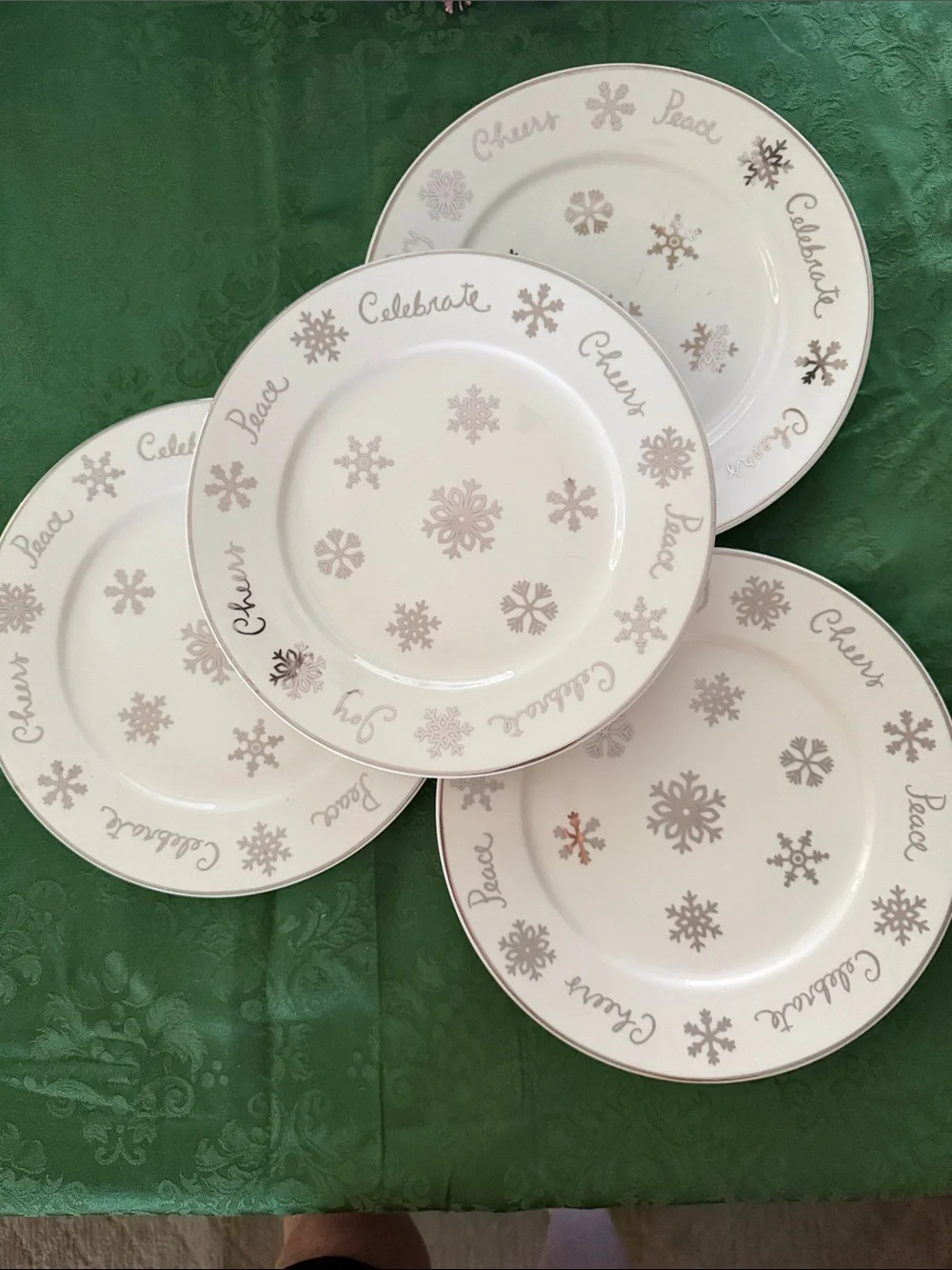 Vintage Gibson Silver “Snowflakes” Dinner Plates - Set of 4